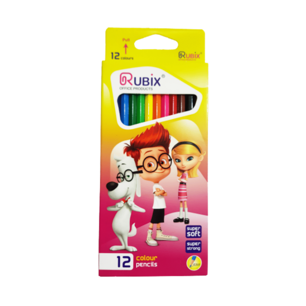 مداد رنگی 12 رنگ روبیکس تولید کشور چین بوده و از ویژگی های این مداد رنگی می توان به بسیار نرم و مقام بودن نوک مداد رنگی اشاره کرد.